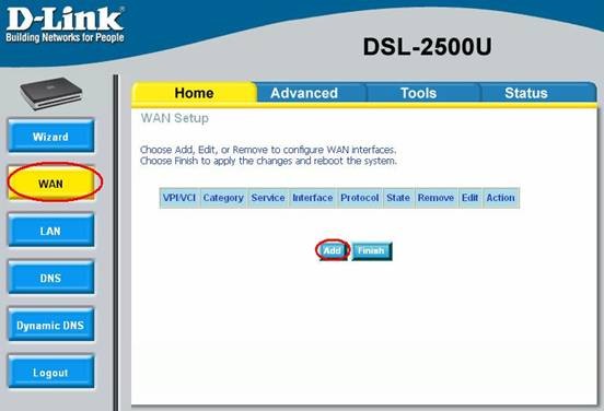 Настройки D-Link DSL 2500U для сетей Ростелеком