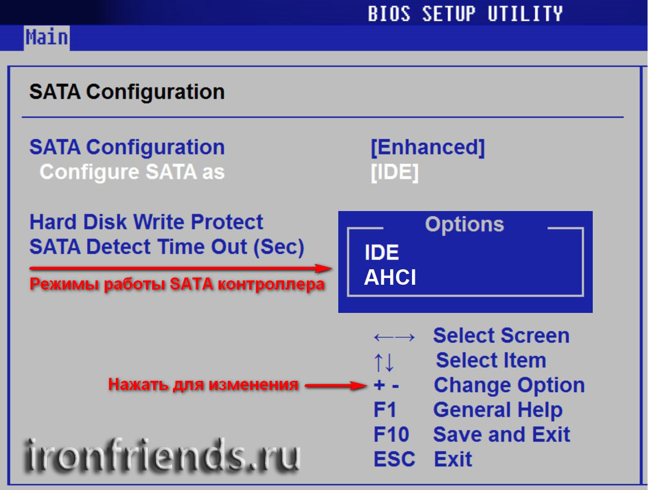 Режим работы контроллера SATA (IDE и AHCI)