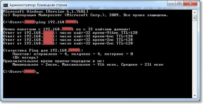 ping между компьютерами в локальной сети