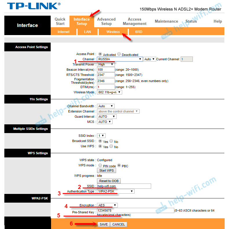 TP-Link TD-W8951ND . Настройка беспроводной локальной сети на