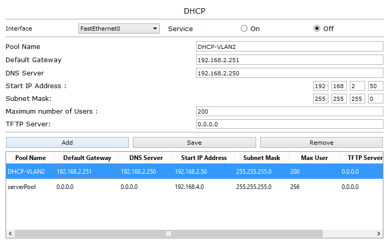 Настройки DHC P-02