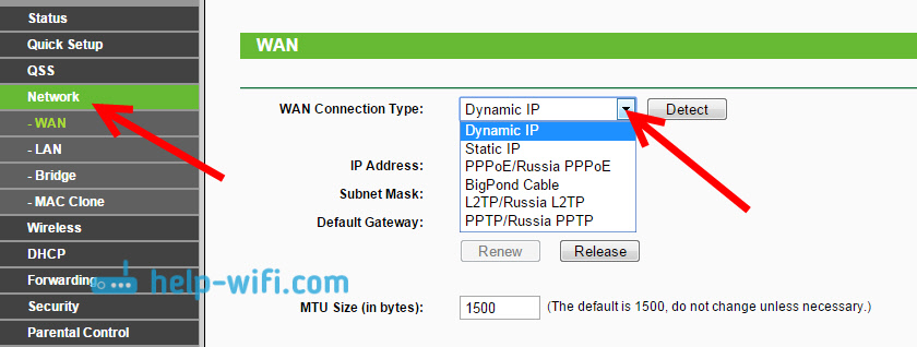 Настройки Интернета на TL-WR841N