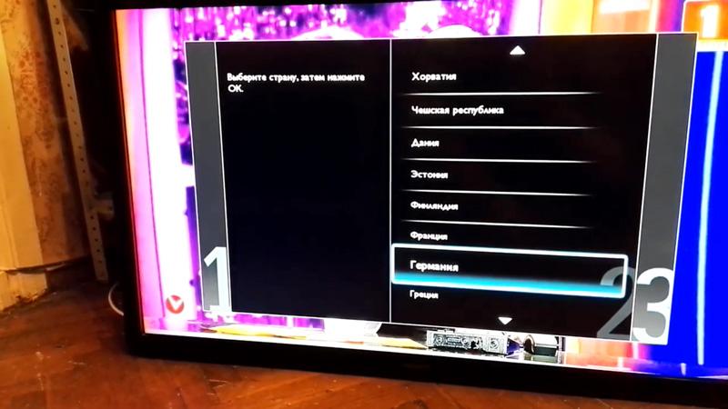 Выбор региона на телевизоре Philips