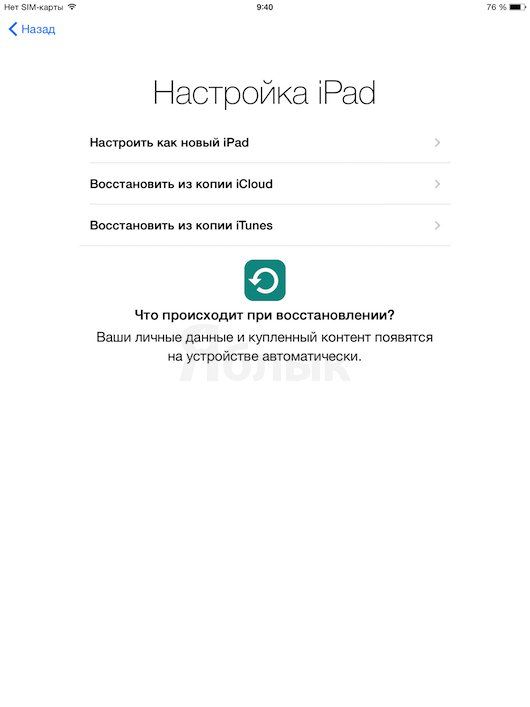 Резервная копия iPad