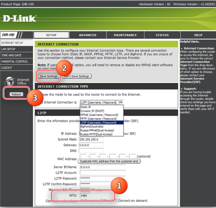 Роутер D-Link DIR-100: как настроить интернет