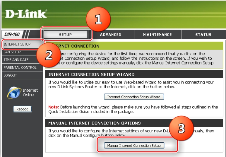 Роутер D-Link DIR-100: как настроить интернет