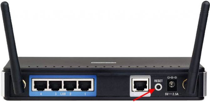 Кнопка сброса на D-Link DIR-615