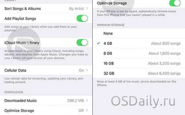 Apple может оптимизировать хранение музыки