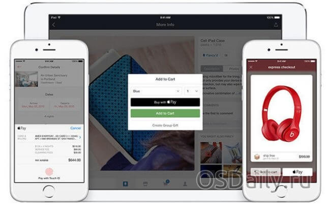 Платите на веб-сайтах, совместимых с Apple