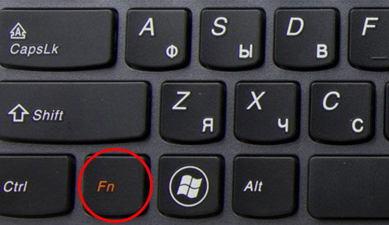 Расположение функциональной клавиши fn