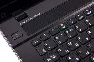 Кнопка для подключения адаптера WLAN к Acer