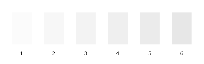Настройка контрастности : 6 светло-серых прямоугольников на белом фоне