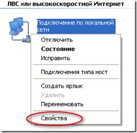 свойтсва сетевого подключения 