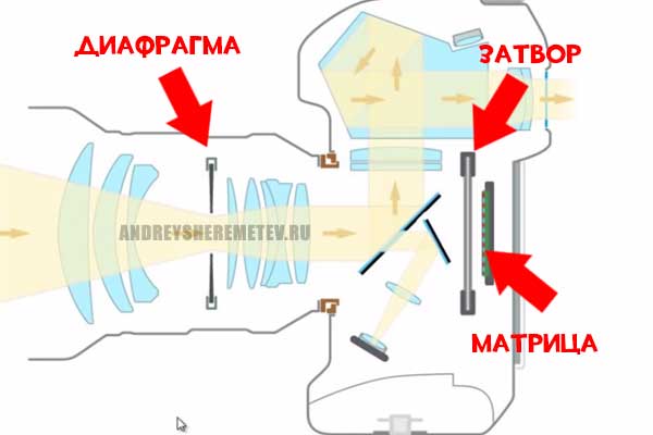 Устройство представляет собой зеркальную камеру