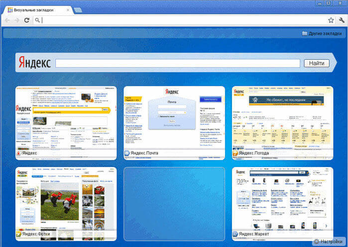 Визуальные закладки от Яндекс